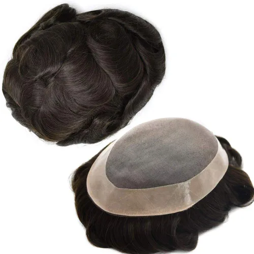 Miniatura 10 de Toupee - Sistema de cabello humano de repuesto para hombre, postizo fino monofilamento de piel de polietileno duradero alrededor de monofilamento