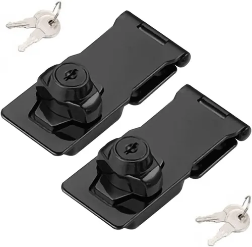 Paquete de 2 cerrojos con llave, perilla giratoria, cerrojo de bloqueo con llave para puertas pequeñas, armarios y más, acero inoxidable, cerrojo de