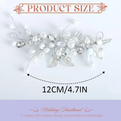 Miniatura 2 de Catery Pearl Bride Wedding Hair Vines Wedding Hair Pieces Wedding Hair Pieces Bridal Hair Accessories for Brides (Plata)