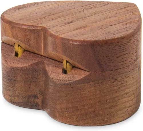 Miniatura 5 de Caja de anillo de compromiso delgada de madera en forma de corazón para propuesta, ceremonia de boda, regalo de cumpleaños
