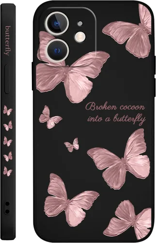 Miniatura 8 de LEECG Funda para iPhone 12 Mini, diseño creativo con estampado floral, funda antiarañazos de microfibra suave, funda de silicona líquida para Negro