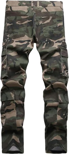 Miniatura 181 de Baylvn - Pantalones de mezclilla entallados y estampados para hombre con corte recto
