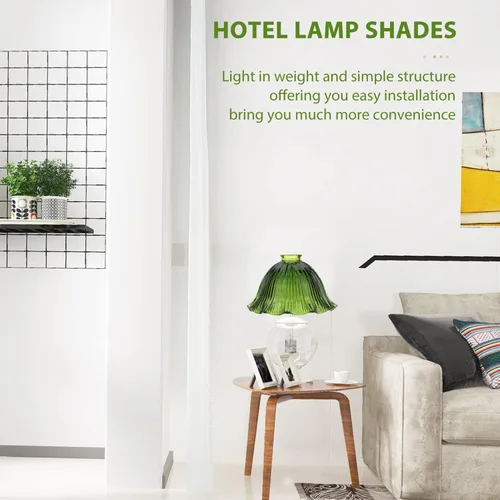 Miniatura 8 de CALLARON Cubierta de lámpara de cristal, cubierta de lámpara, pantalla de vidrio, pantalla colgante de repuesto para lámparas de mesa de pie (verde)