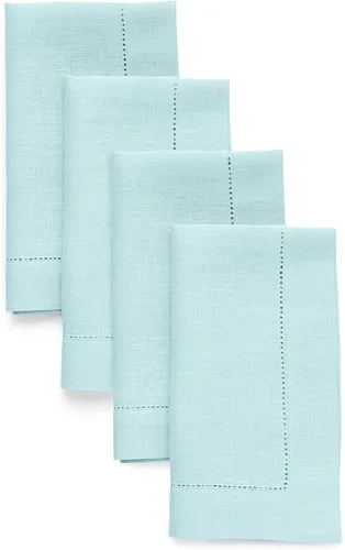 Miniatura 13 de Solino Home Juego de 4 manteles individuales de lino – Manteles individuales clásicos con vainica azul cielo de 14 x 19 pulgadas – manteles 09: Azul