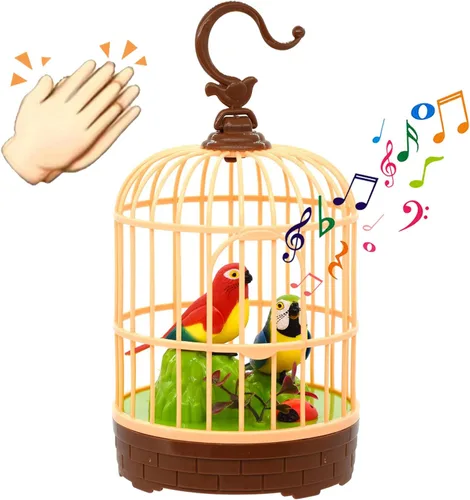 Miniatura 7 de HWD Juguete de Jaula de Pájaros de Inducción Activado por Voz, Juguetes de Pájaros Loros que Hablan Pían y Aletean, Regalos para Bebés Niños