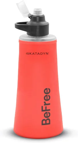 Katadyn BeFree - Botella de filtro de agua plegable ultraligera de 1.0L para senderismo, camping, mochilero Nuevo modelo - Misty Red