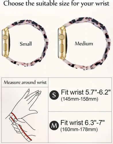 Miniatura 2 de JR.DM Pulsera elástica de resina con cuentas de tortuga para mujer, compatible con Apple Watch Band de 1.654 in (S3/2/1) 1.732 in 1.772 in 1.811 in