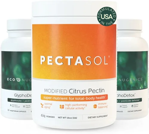 EcoNugenics Paquete de suplemento de rescate desintoxicante para hombres y mujeres – Fibra de pectina cítrica modificada con PectaSol + 2 botellas