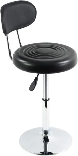 FURWOO Silla giratoria de piel sintética negra Mini taburete de peluquería con respaldo para manicura, tatuaje y uso de oficina