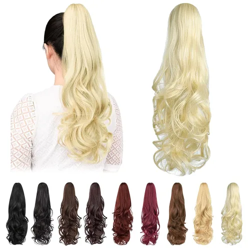 Miniatura 10 de Extensión de cola de caballo, extensiones de cabello con clip de garra de 24 pulgadas, extensiones de cabello largo y lacio, extensión de cabello