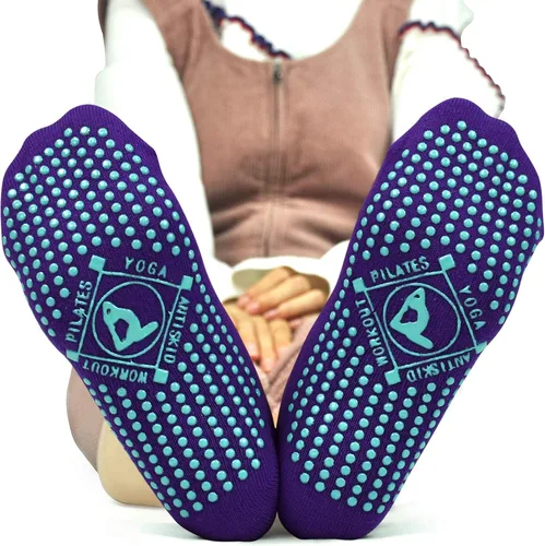 Miniatura 4 de ELUTONG Calcetines antideslizantes para yoga pilates 4 pares de calcetines adhesivos de ballet entrenamiento hospital para mujer
