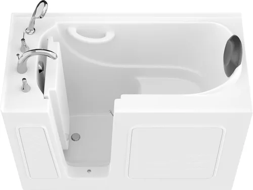 ANZZI Bañera de 53 x 26 pulgadas con llenado rápido, cabezal de ducha de 60 pulgadas, fácil entrada, sello hermético, almohada para la cabeza,