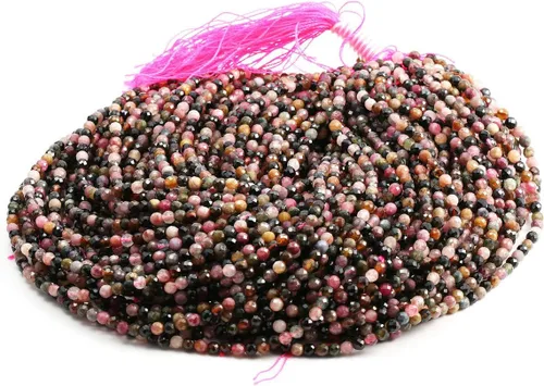 Miniatura 8 de Cuentas de turmalina, cuentas sueltas facetadas de piedras naturales para hacer joyas, pulseras, collares, tamaño 0.138 in, 2 hebras por paquete