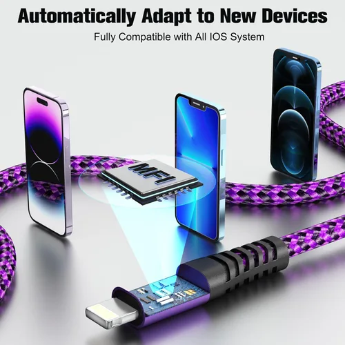 Miniatura 3 de Quickeep Paquete de 2 cargadores para iPhone de 3 pies, USB A a Lightning, cable trenzado de carga rápida para iPhone 14 13 12 11 Pro Xr Xs Max 10 8