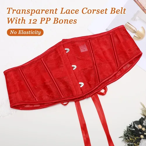 Miniatura 17 de SUOSDEY Cinturón de corsé de jacquard para mujer, corsé pirata steampunk renacentista con cordones y cordones
