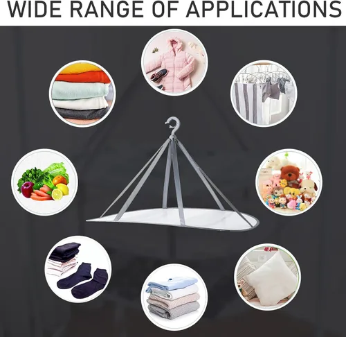 Miniatura 4 de Estante de secado de ropa plegable de malla de 1 nivel con fijación interna, apilable, estante portátil para colgar suéteres, camisetas, prendas