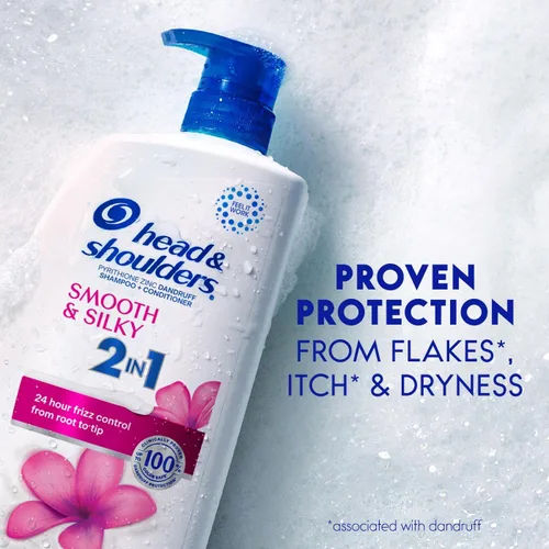 Miniatura 3 de Head & Shoulders Champú y acondicionador anticaspa, paquete individual 2 en 1 suave y sedoso, 1% piritiona de zinc, champú para mujeres, cabello