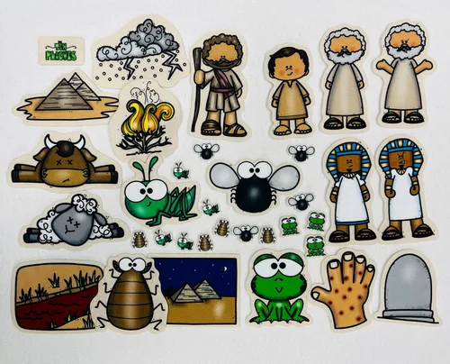 Story Time Felts 10 figuras de fieltro de plagas para la Biblia Franela Fieltro Historias Antiguo Testamento