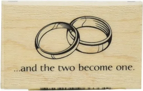 Inkadinkado Sello de madera para anillo de boda para tarjetas de boda, 1.5 pulgadas de ancho x 2.8 pulgadas de largo Dos anillos