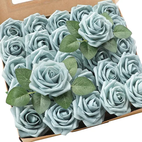 Miniatura 28 de Floroom Flores artificiales de espuma, aspecto real, con tallos, para manualidades, ramos de boda, centros de mesa, despedida de soltera, fiesta, 25