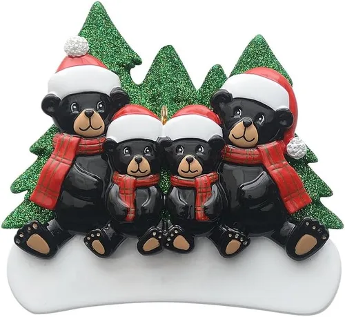 Miniatura 12 de Adorno personalizado de oso negro 2025 – Decoración de árbol de Navidad de familia de 2, animal del bosque, adorno de nuestra primera Navidad juntos