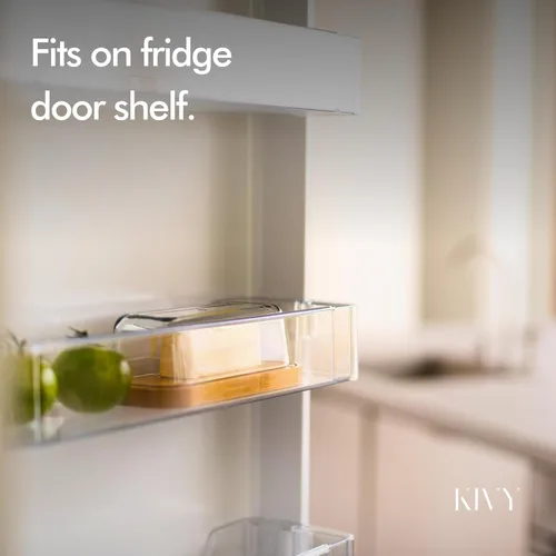 Miniatura 5 de Mantequera de vidrio KIVY con tapa hermética que mantiene la mantequilla suave - Para encimera y estante de la puerta del refrigerador - Bandeja
