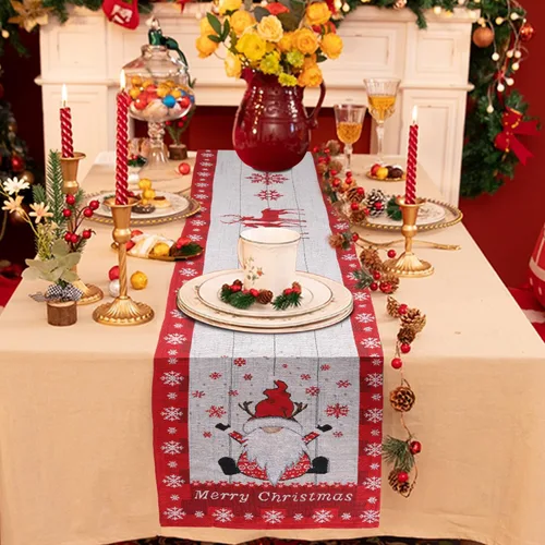 Miniatura 2 de SULOLI Camino de mesa de Navidad de Papá Noel, decoración de mesa de comedor para interiores y exteriores, decoración de fiesta, 13 x 71 pulgadas