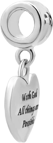 Miniatura 3 de CharmSStory Abalorio de cruz religiosa de corazón cristiano para pulseras europeas