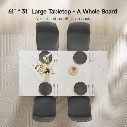 Miniatura 4 de ONBRILL Mesa completa de mesa de isla de cocina de 61 x 31 pulgadas con espacio de almacenamiento, toma de corriente y luces LED, mesa de comedor