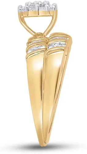 Miniatura 4 de Juego de 3 anillos de compromiso de matrimonio a juego de 3 anillos de compromiso para hombres y mujeres de dos tonos amarillo y blanco de 10