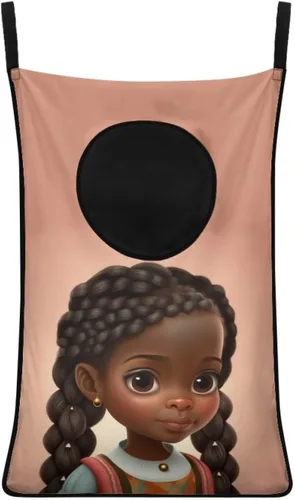 Miniatura 17 de Cesto de lavandería para colgar sobre la puerta de las niñas negras africanas, cesta de lavandería para mujeres afroamericanas, cesta para ahorrar