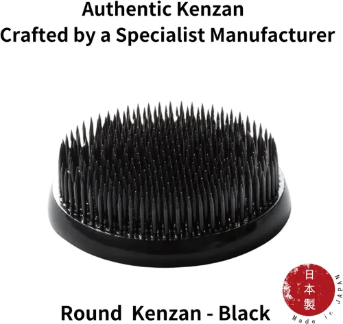 Miniatura 4 de Auténtica rana redonda japonesa Kenzan Flower Rana – Hecho en Japón Ikebana Pin Holder para arreglos florales (redondo 2.4 pulgadas, negro)
