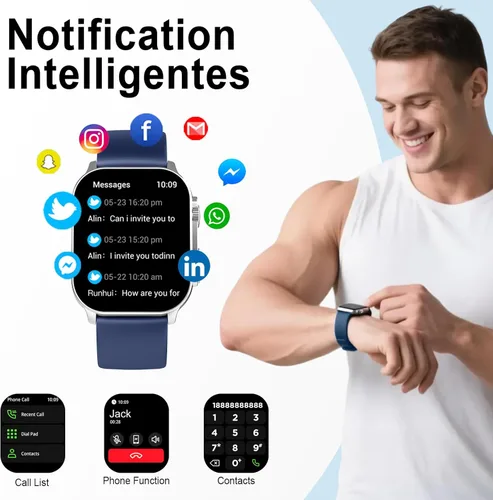 Miniatura 3 de Reloj inteligente para hombres y mujeres, pantalla curva AMOLED de 2.01 pulgadas, rastreador de fitness con respuesta/hacer llamadas, más de 100