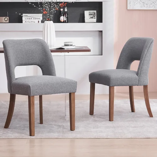 Miniatura 24 de VKNOW Juego de 2 sillas de comedor de madera, silla de comedor tapizada en tela moderna, silla de cocina, silla de cena de granja para cocina y Verde