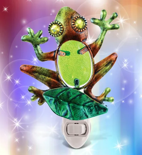 Miniatura 5 de Puzzled Lámpara de luz nocturna de rana – Luz nocturna enchufable con interruptor de encendido y apagado, lámpara de animales de bajo consumo