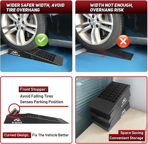 Miniatura 4 de ROBLOCK Rampas extraíbles de perfil bajo para soporte de gato y elevación alta, rampas de coche resistentes para autos bajos, rampas desmontables