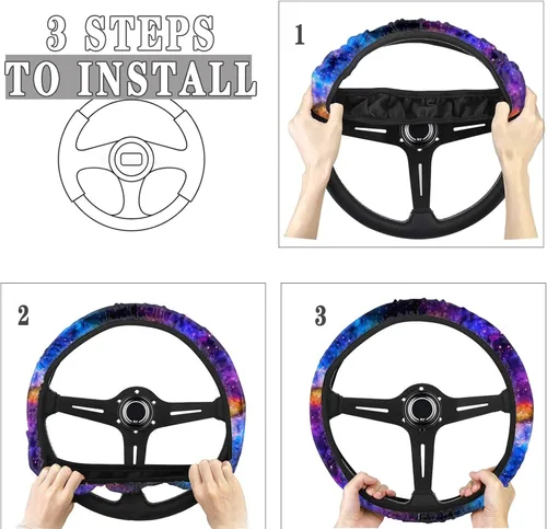 Miniatura 4 de AFPANQZ - Fundas para volante con diseño de nebulosa y galaxia, 14-15 pulgadas, ajuste universal, para la mayoría de los coches, sedanes, SUV