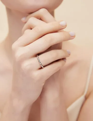 Miniatura 4 de EAMTI Anillo de Plata de Ley 925 con Nudo Celta Simple Criss Cross Infinito Banda de Boda para Mujer Talla 3-13