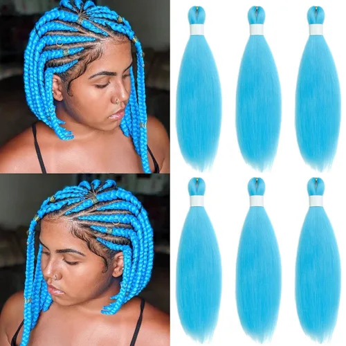 Miniatura 48 de Black Braiding Hair Pre Stretched 16 Inch Black Hair Extensions For Braiding Hypoallergenic Pre-stretched Braiding Hair Natural Knotless Crochet