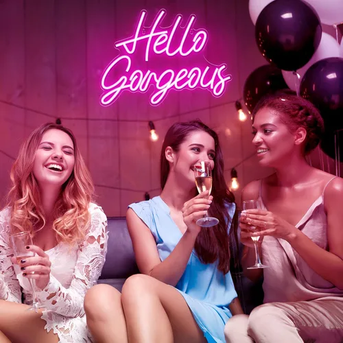 Miniatura 2 de Kavaas Letreros de Neón Hello Gorgeous para Decoración de Pared, Letrero de Luz de Neón Hello Gorgeous con Interruptor Regulable - Letrero Hello