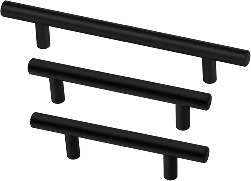 Miniatura 4 de Franklin Brass Paquete de 10 manijas de gabinete negro mate, centro de agujero de 3-3/4 pulgadas, tiradores modernos para cajones, puerta
