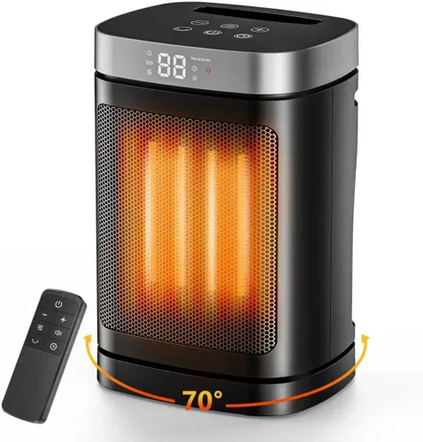 Miniatura 9 de Calentador de espacio de 17 pulgadas, calentadores eléctricos de 1500 W para uso en interiores con termostato, oscilación de 70°, 5 modos, control