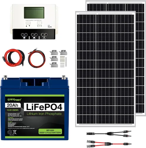 Miniatura 8 de ExpertPower Kit de energía solar de 200 W y 12 V Paneles solares mono-rígidos de 200 W, controlador de carga solar MPPT de 30 A RV, remolque