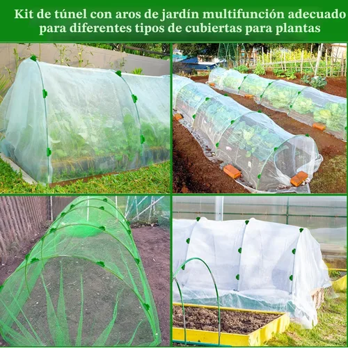 Miniatura 6 de Aros de invernadero, túnel de crecimiento, 6 juegos de aros de jardín de 8 pies de largo, marco de aros de jardín de fibra de vidrio libre de óxido