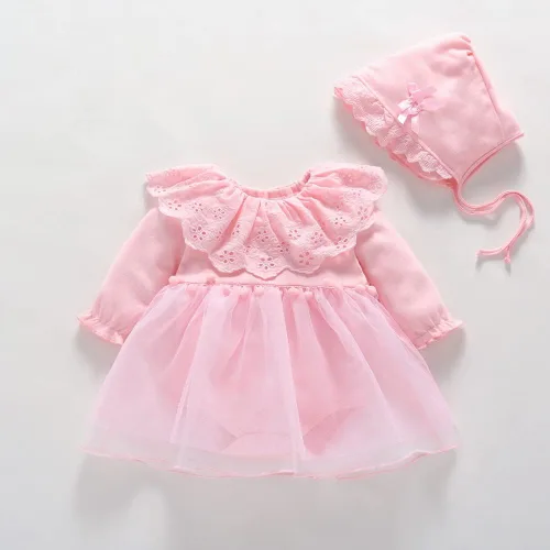 Miniatura 47 de Vestido de otoño de manga larga para niña pequeña, vestido de encaje con flores, boda, primer cumpleaños, bautizo, vestido con sombrero