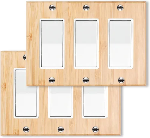 Miniatura 28 de 4 placas de interruptor de luz de palanca simple de madera maciza de 4.5 x 2.76 pulgadas, cubierta de interruptor de luz de bambú de calidad