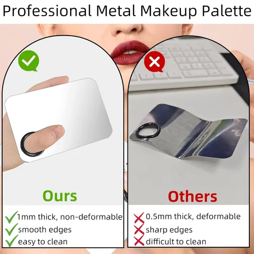 Miniatura 3 de Juego de 2 paletas de mezcla de maquillaje, paleta de maquillaje de acero inoxidable con espátula profesional para maquilladores, adecuada