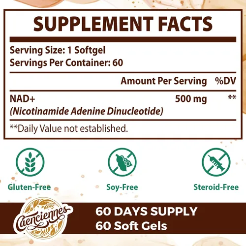 Miniatura 2 de Suplemento liposomal NAD+ de 500 mg, suplemento True NAD Plus, absorción superior, mejora el NAD+ más eficiente que la ribósido de nicotinamida
