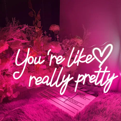 Miniatura 4 de Letrero de neón con texto en inglés "Your are Like Really Pretty Neón", luces LED de neón para dormitorio, cumpleaños, boda, compromiso, fiesta