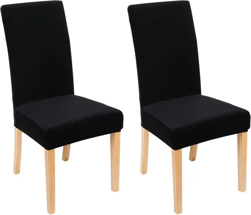 Miniatura 19 de smiry - Fundas para sillas de comedor de terciopelo elástico y suave, extraíbles, Terciopelo, Beige